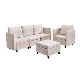 Modular Sectional Sofa, Modern 5-Seater Modular Sofa with Hidden Storage, Cloud Sectional Couch with High Rebound Sponge
