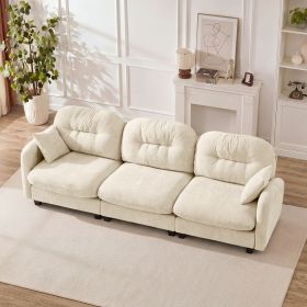 Three-Seate Modular Sectional Couch,Soft Chenille Fabric High-Density Foam,Quilted Pleated Design Ergonomic Design,Elegant Armrests