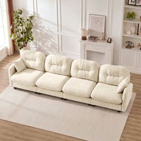 Four - Seater Modular Sectional Couch,Premium Chenille Fabric,With 2 Throw Pillows,Quilted Pleated Design,High-Density Foam Easy Install,Fits Bed