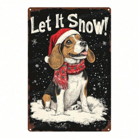 CIFbuy Vintage Metal Sign 2D Flat Christmas Beagle Snow Scene Wall Decor,8X12 Inch Retro Art Plaque Ornament,Home Office Indoor Outdoor TikTok, T