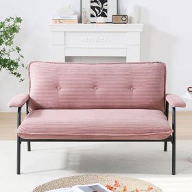 The 53-inch pink sofa offers a spacious layout in the small apartment, easily handling various scenarios from watching movies to working