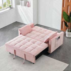 Modern velvet sofa, sofa pull-out bed, small love seat casual sofa with back, with pillow, pockets, living room furniture