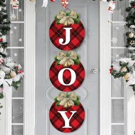 Buffalo Plaid Christmas Wreaths for Front Door - 3pcs Rustic Christmas Decor Joy Signs Wreaths for Door Holiday Xmas Garage Door Wall Decorations
