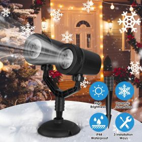 Christmas Snowflake Projector Light Dual-Head LED Stake Light IP44 Waterproof Xmas Decoration For Holiday Indoor Outdoor Use Garden Patio Wall De