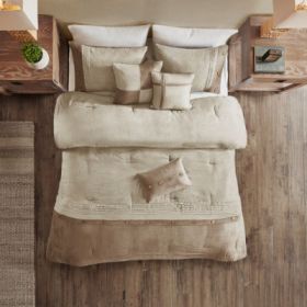 7 Piece Faux Suede Comforter Set (Option: Tan-California King)