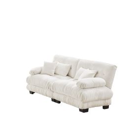 Cloud Couch 2 Seater Sofa for Living Room, Chenille 2 - Seat sofa with 2 Lumbar pillows and 2 throw pillows,Chenille White (title: default title)