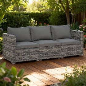 3 Pieces Patio Sectional Sofa Set PE Rattan Modular Couch Furniture Set with Soft Cushions Slip Foot Pads Accommodates Up To 400 Lbs (Main Color: Grey, Main Material: PE Rattan+Iron)
