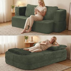 Flip Modular Sofa Bed, 2-in-1 Convertible Folding Couch with High Density Sponge, Multi-Functional Sleeper Sofa for Living Room, Apartment, Guest (Color: GREEN)