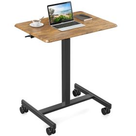 Adjustable Rolling Desk Laptop Computer Cart for Home, Office, Classroom,Overbed Table (Color: BROWN)