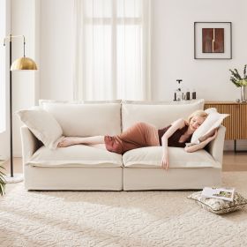 Modern Slipcovered 2-Seat Sofa Couches for Living Room, 2 Seater Sofa, Plain Chenille Deep Seat Sofa with Upholstered Cushion&Detachable Cover (Color: as Pic)
