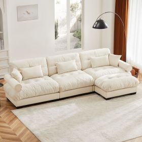 Super Comfort Oversized Modular Velvet Sectional Sofa Couch with Movable Ottoman,Corner Sectional with Bolstered Armrests, Deep Seat Cloud Couch (Color: as Pic)
