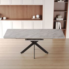 62.4" Extendable 78.15"Very large Grey Dining Table Modern Mid-Century Kitchen Table Set for Dining Room, party Table,Conference table (Color: GREY)